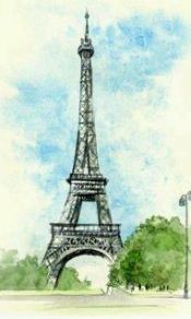 画家笔下的埃菲尔铁塔240×320高清手机图片
