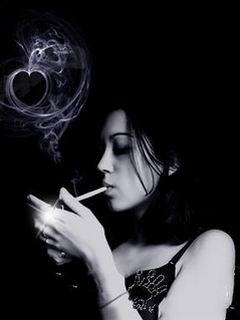 女人点烟的姿势是一种另类的美240×320手机图片