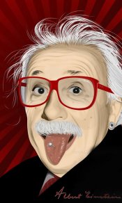 爱因斯坦顽皮吐舌头480×800手机壁纸