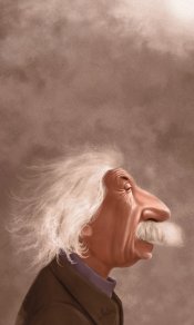 爱因斯坦白发飘飘480×800手机壁纸图片