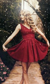 泰勒·斯威夫特一身红裙唯美480×800安卓手机壁纸