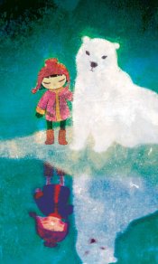 北极熊和红帽小女孩在一起480×800手机壁纸