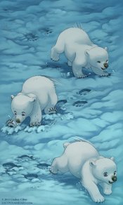 三个小北极熊在雪地里安卓高清手机壁纸图片