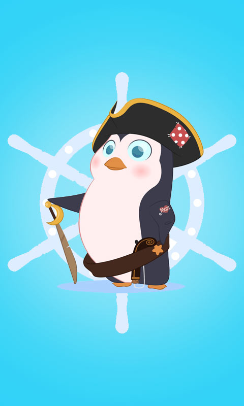 海盗船长打扮的企鹅480×800手机壁纸免费下载