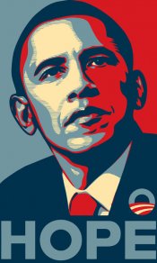 HOPE,奥巴马经典红蓝风格480×800手机壁纸图片