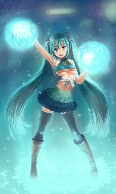 初音未来啦啦队员480×800性感手机壁纸