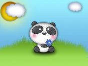 CG绘画，草地上的大熊猫640×480手机壁纸