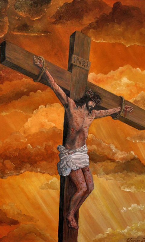 耶稣被钉死在十字架上图片480×800手机壁纸