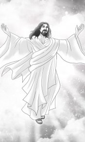 穿着白袍的耶稣基督从天而降480×800手机壁纸