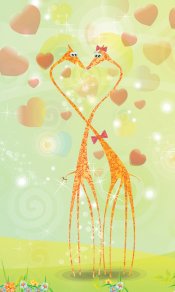 两个长颈鹿的爱情浪漫手机壁纸