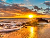 傍晚的夏威夷迷人的夕阳640×480手机壁纸图片（3）