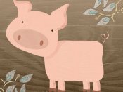 粉红的小胖猪木板画手机壁纸图片