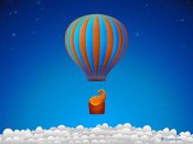 大象乘坐热气球飞翔在蓝天白云上的手机壁纸图片