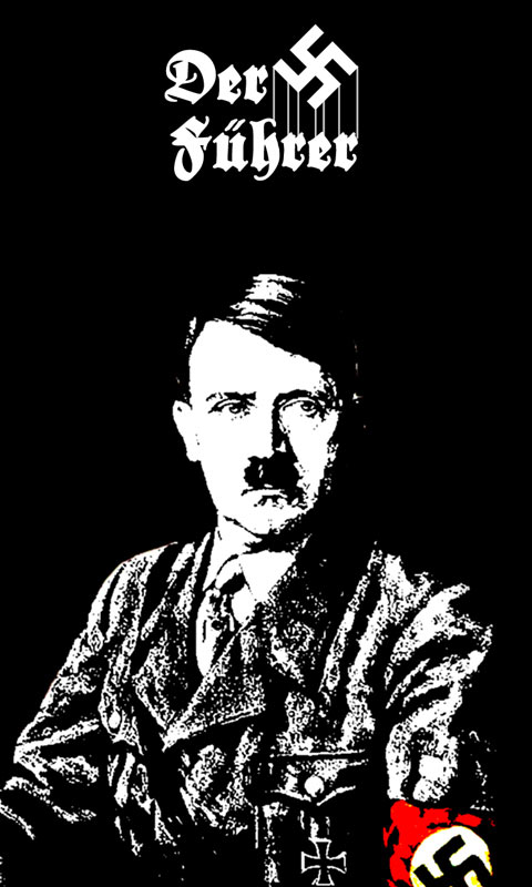 希特勒戴着红色袖章表情严肃的手机壁纸