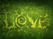 古典花纹字LOVE，绿色640×480手机壁纸图片
