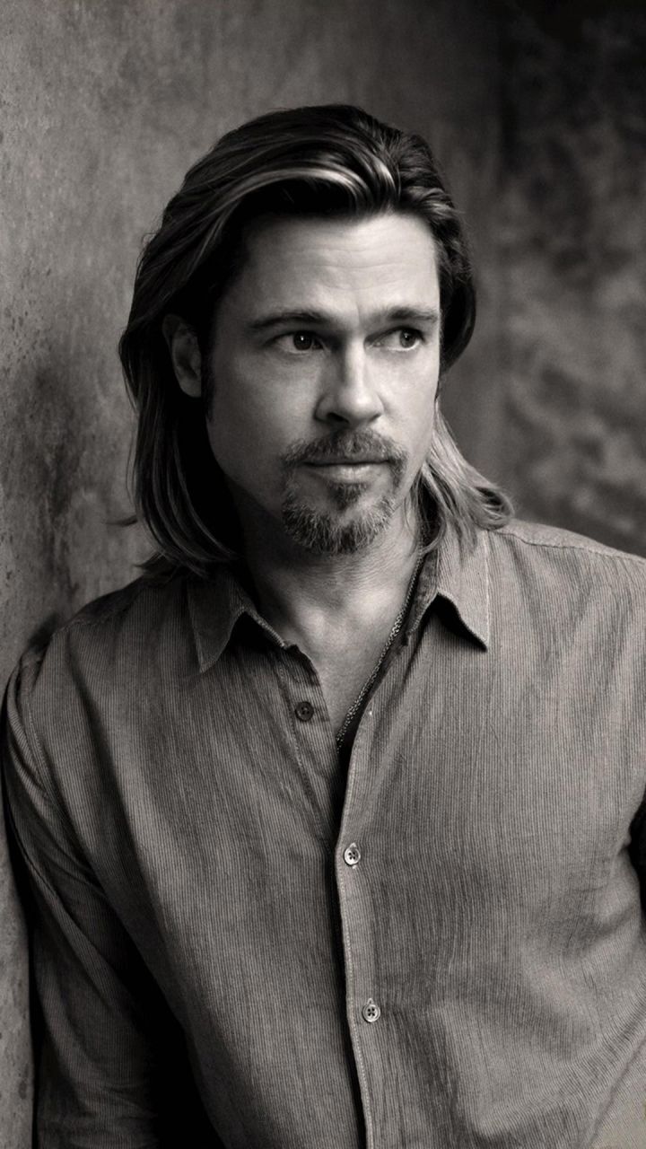 布拉德·皮特（Brad Pitt）帅气长发高清手机壁纸