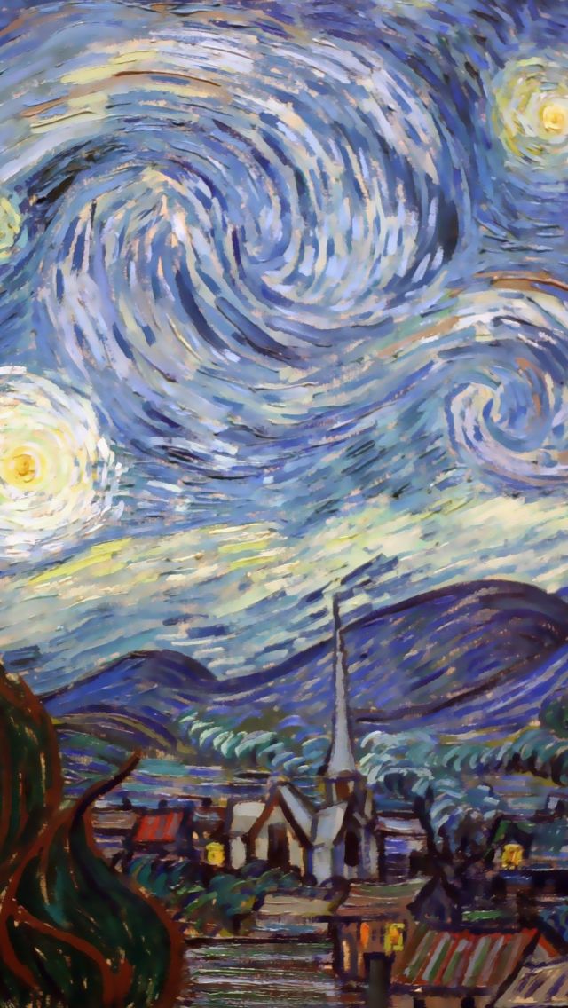 梵高绘画作品星空局部梦幻手机壁纸图片