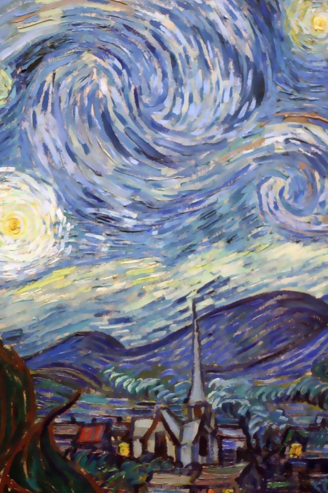 梵高绘画作品星空局部梦幻手机壁纸图片