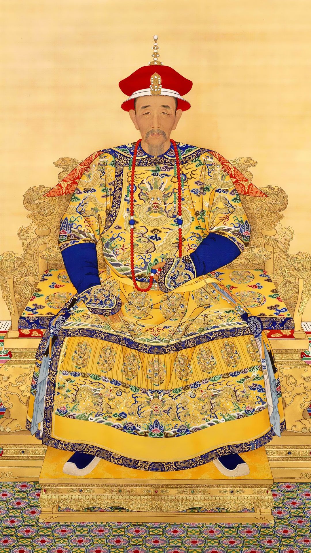 康熙皇帝龙袍高清坐像手机壁纸下载