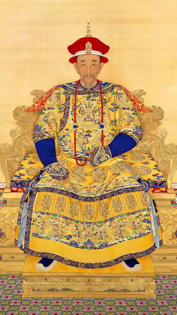 康熙皇帝龙袍高清坐像手机壁纸下载