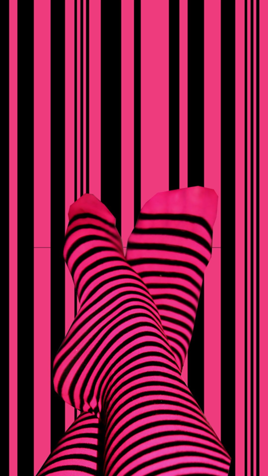个性色彩，粉黑相间的背景和袜子手机壁纸图片下载