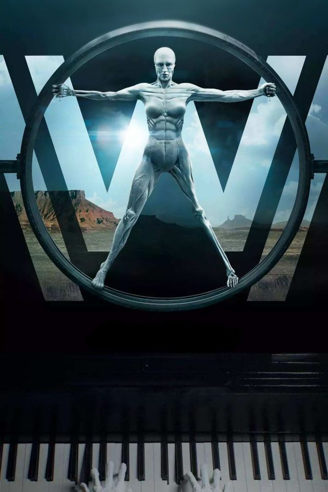 西部世界圆盘，人和钢琴，高清海报图片手机壁纸