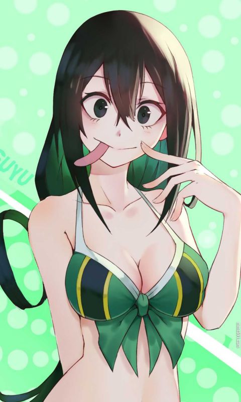 我的英雄学院吐舌头的青蛙女孩蛙吹梅雨手机壁纸高清图片集(10)
