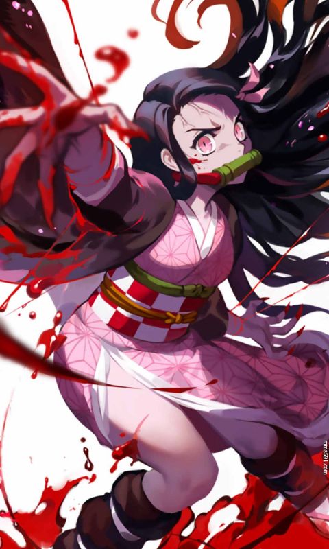 鬼灭之刃女主角灶门祢豆子可爱与性感妹妹同人手机图片壁纸集(9)