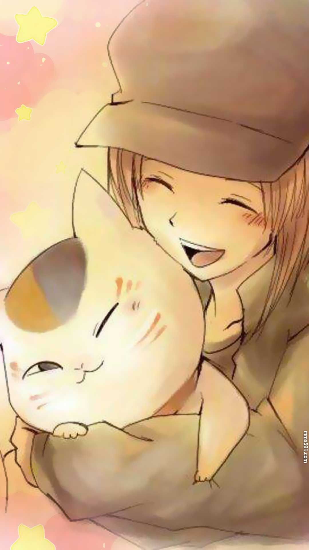 夏目友人帐多轨透和猫咪斑的可爱手机壁纸图片（2）