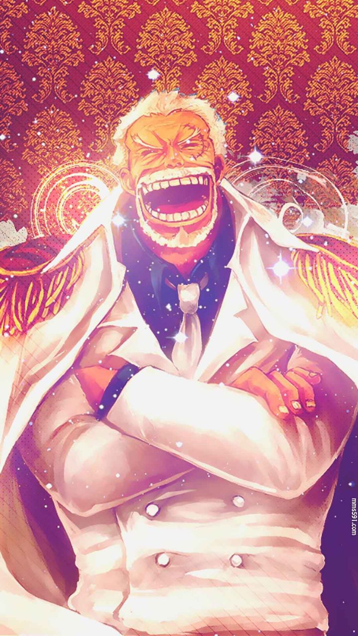 海贼王海军英雄，路飞的爷爷铁拳卡普手机壁纸图片