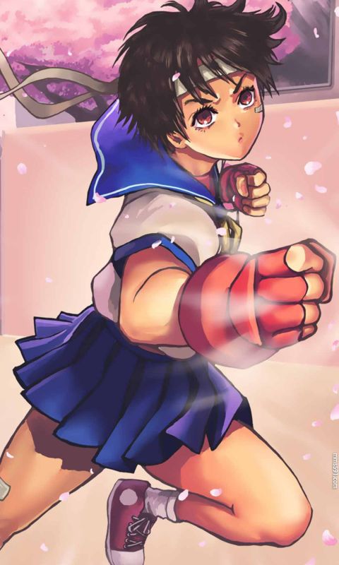 街头霸王女性角色春日野樱Sakura Kasugano短裙打拳手机壁纸图片（5）