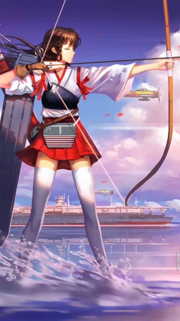 碧蓝航线航空母舰赤城Akagi用弓的长耳朵美少女手机壁纸图片（9）