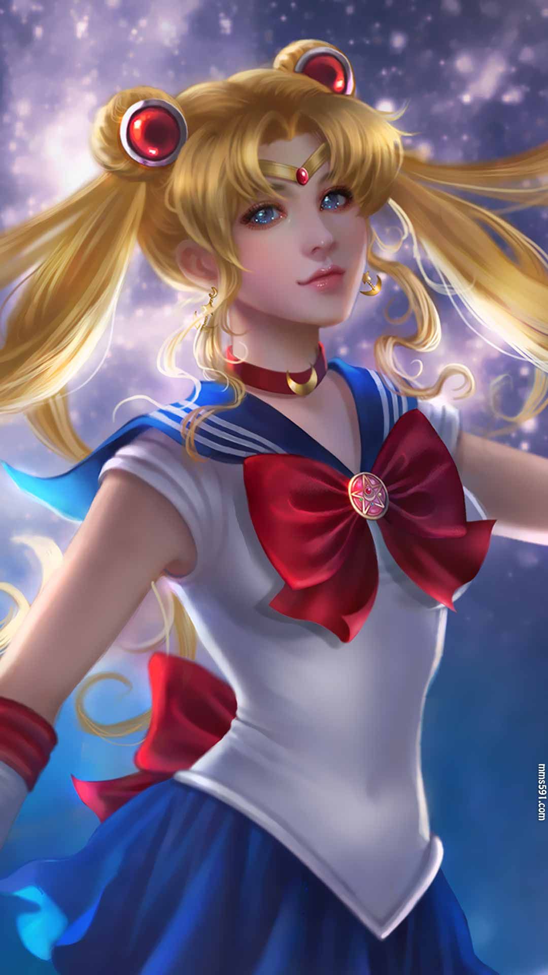 变身水兵月，美少女战士女主角月野兔Sailor Moon超美手机壁纸图片（10）