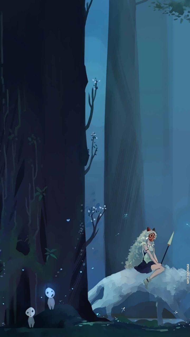 诡异又可爱树精，幽灵公主森林中的木灵kodama手机壁纸图片集（5）