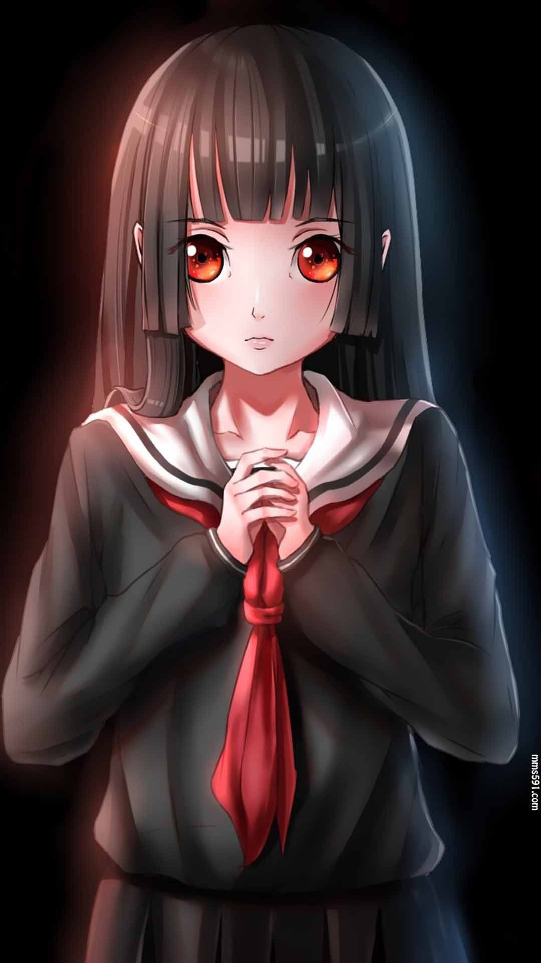 动漫黑长直美女，地狱少女女主角阎魔爱Enma Ai手机壁纸图片（7）