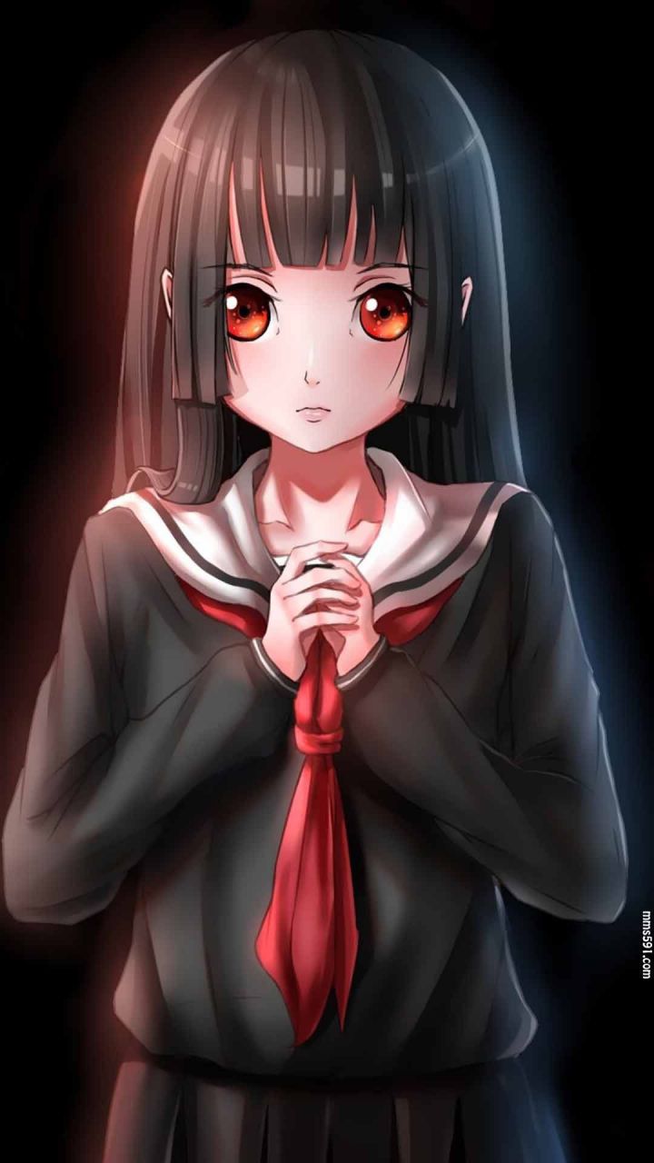 动漫黑长直美女，地狱少女女主角阎魔爱Enma Ai手机壁纸图片（7）