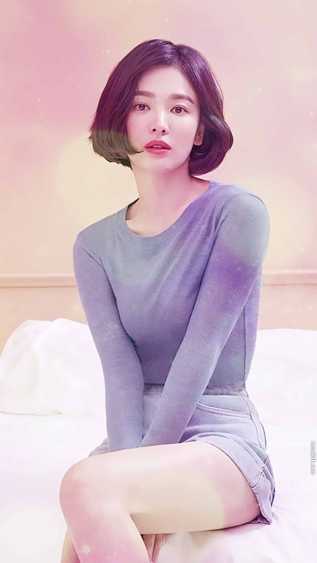 紧身衣显示身材，韩国美女演员宋慧乔手机背景壁纸高清图片集