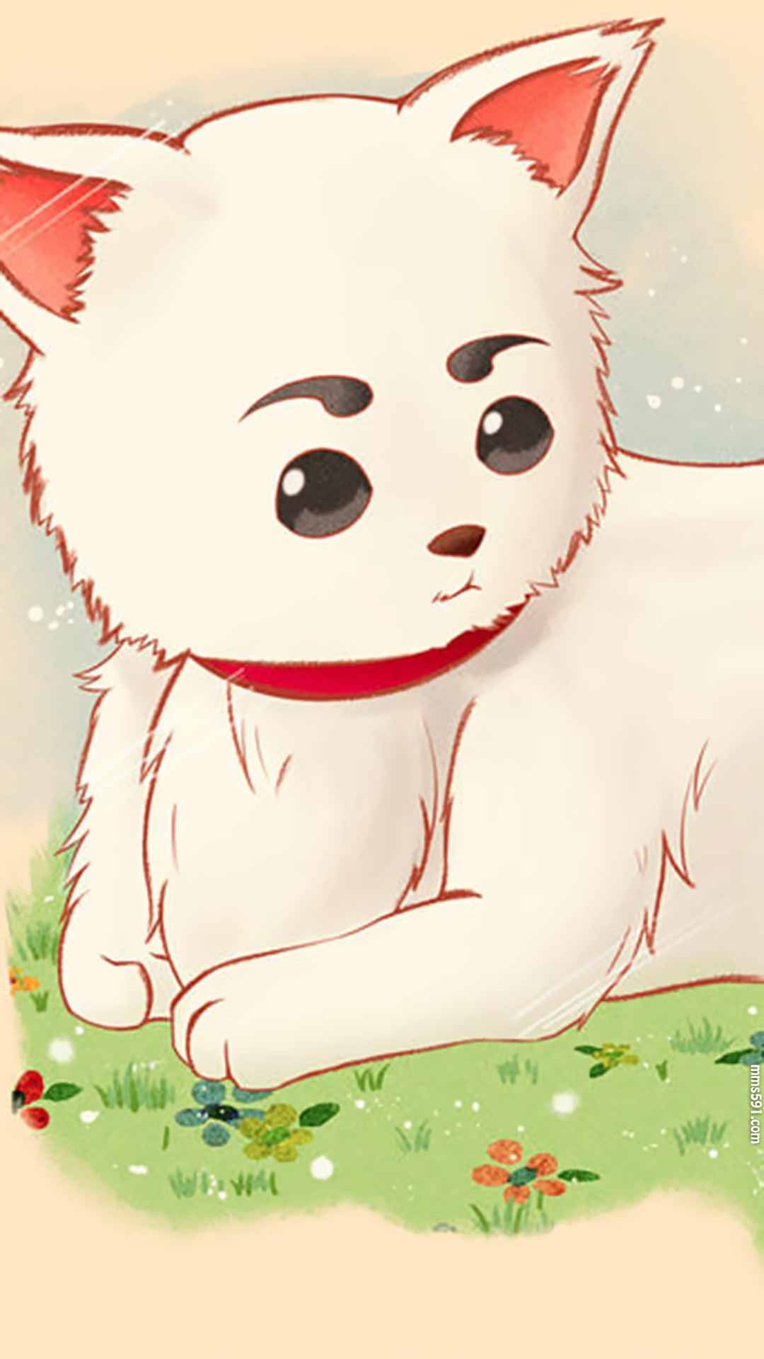 银魂女主的宠物白色狗子定春Sadaharu可爱手机壁纸图片背景下载（5）