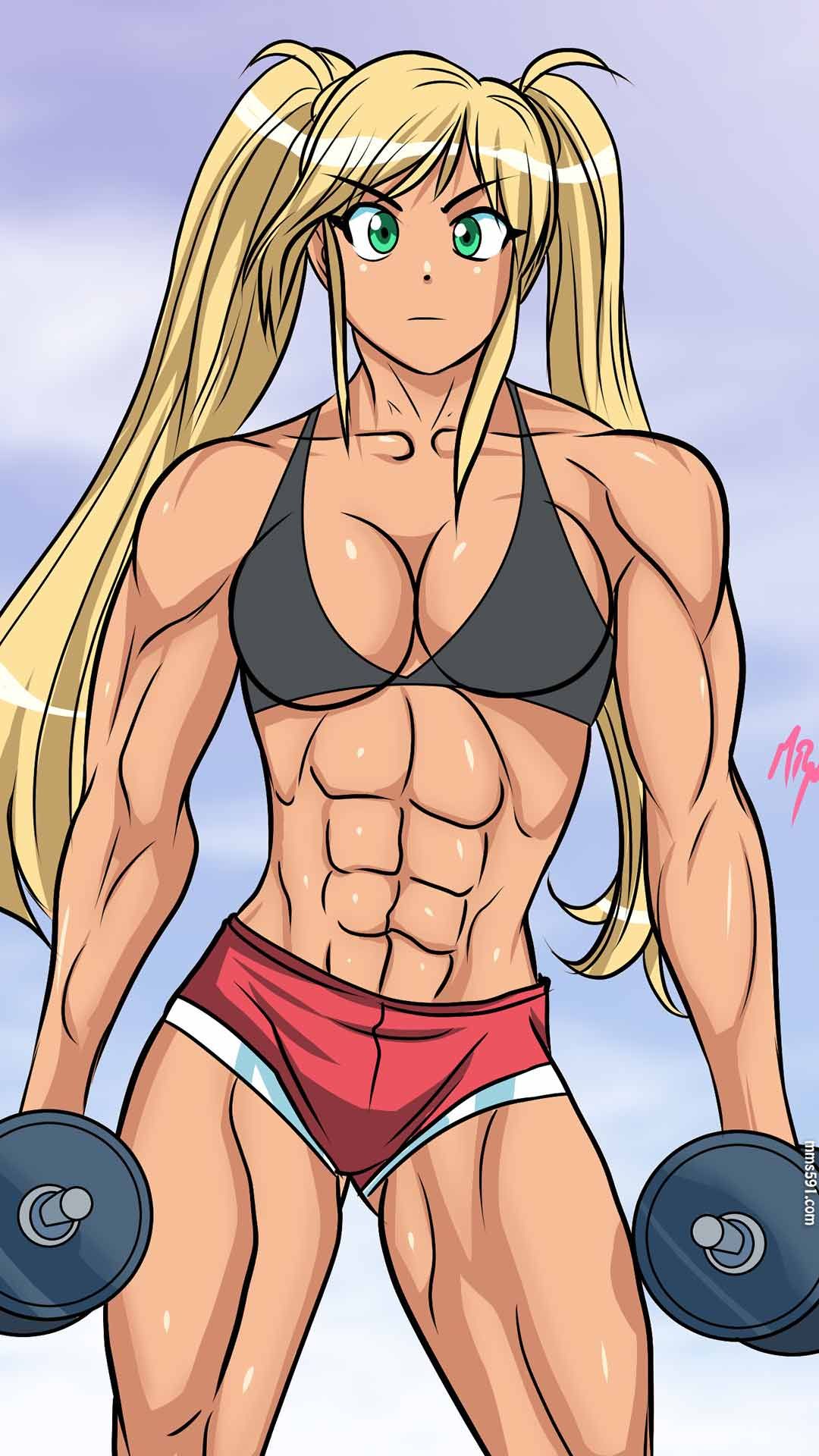 流汗吧！健身少女主角纱仓响Sakura Hibiki肌肉手机壁纸图片集（3）