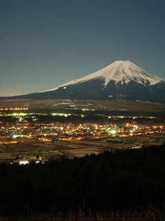 黄昏里的富士山下240×320手机图片