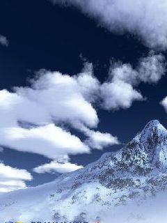 朵朵白云下皑皑的雪山240×320手机壁纸图片