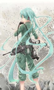 初音未来和枪480×800手机壁纸