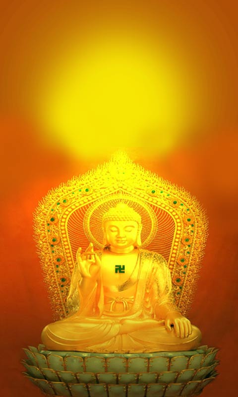 发金光佛祖坐像480×800手机壁纸