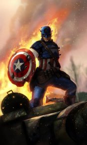 美国队长，战场上的超级英雄480×800手机壁纸