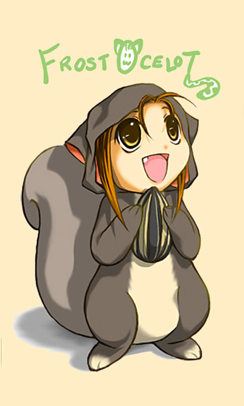 吃瓜子的可爱Q版松鼠480×800手机壁纸图片