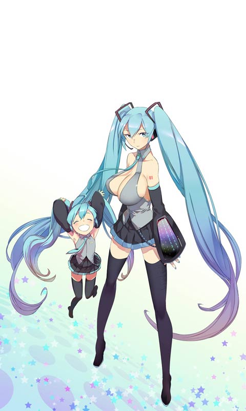 大小初音未来性感手机壁纸