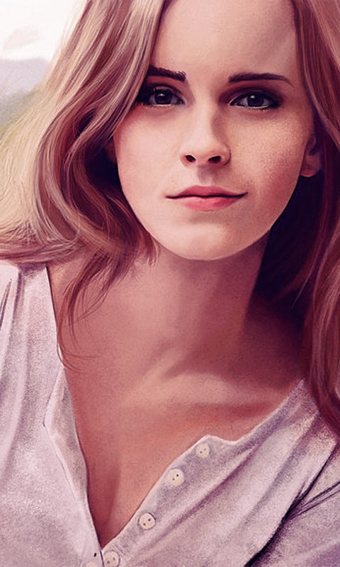 好看的艾玛·沃森绘画480×800手机壁纸图片