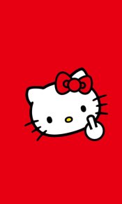  震惊，坚中指的Hello Kitty猫另类手机壁纸图片 