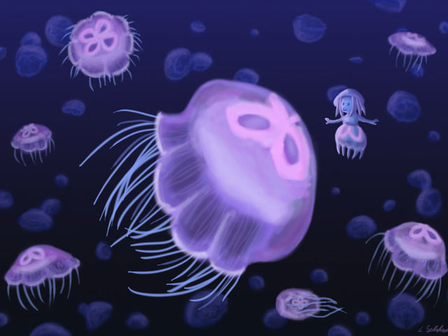 犹如深海幽灵一样的水母手机壁纸