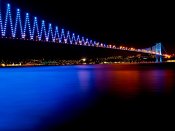 伊斯坦布尔博斯普鲁斯海峡大桥美丽夜景手机壁纸图片